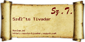 Szőts Tivadar névjegykártya